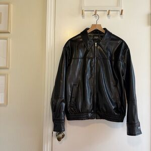 Zara: Faux Leather Bomber Jacket